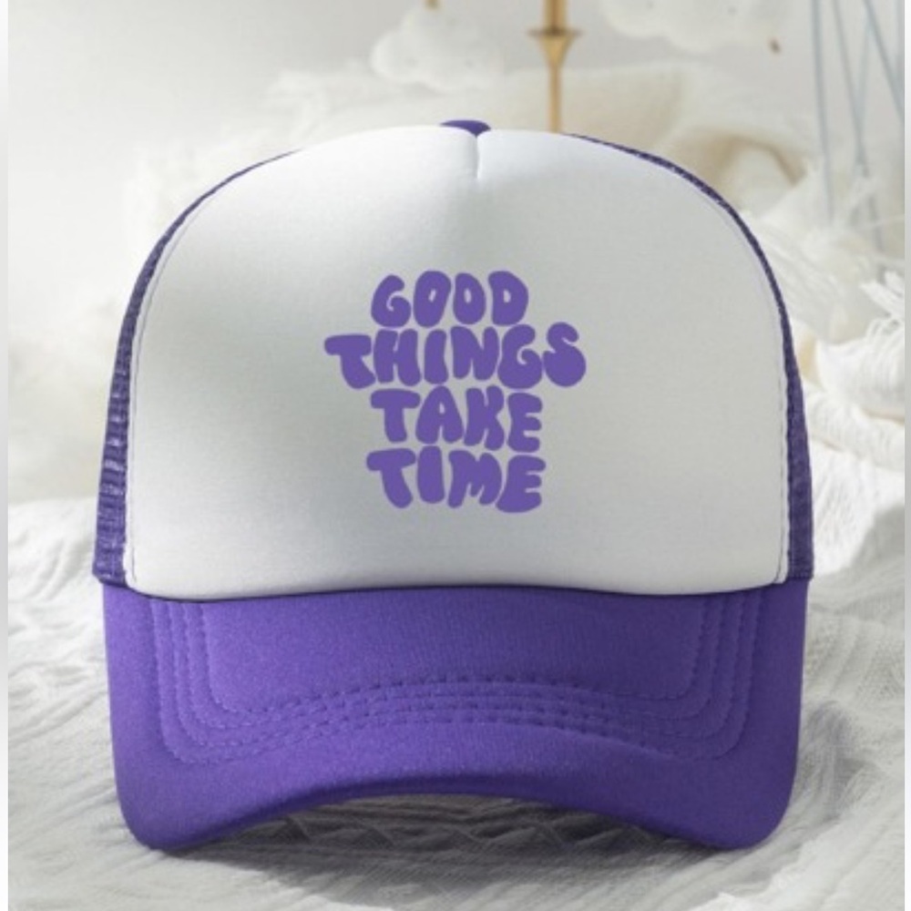 Good Things Take Time Cap Unisex purple - Picture 1 of 6